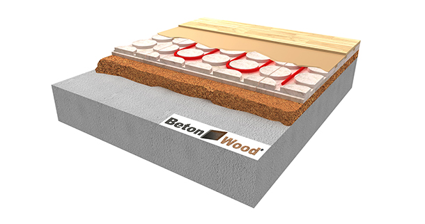 Pavimento radiante in BetonRadiant galleggiante su granuli di sughero